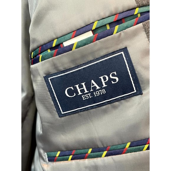 Vintage Chaps Mens 100% Wool Blazer Coat Jacket Single Breasted Charcoal Gray 44 - Picture 3 of 6